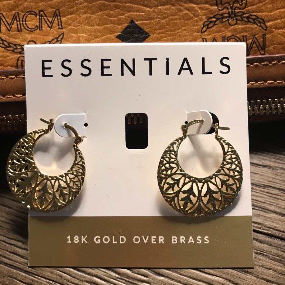 18k Gold Over Brass Pierced Earrings